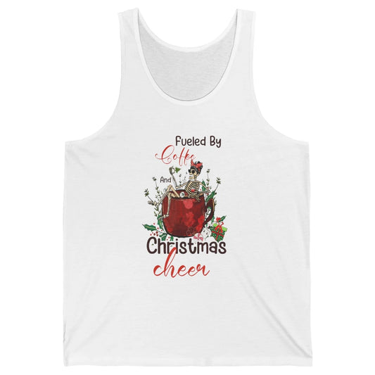 Merry Christmas Skeleton Drink Fueled By Coffee Xmas Latte Unisex Jersey Tank