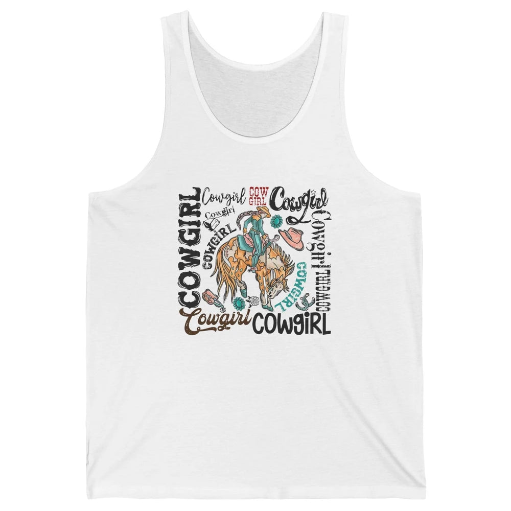 Retro Cowgirl Rodeo Wild Western Country Cowboy Hat Unisex Jersey Tank
