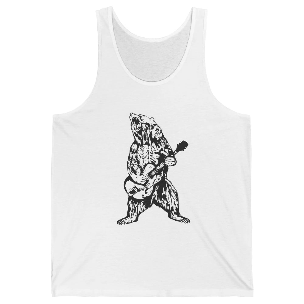 Retro Bear Playing Bass Guitar Bear Guitarist Musician Gift Unisex Jersey Tank