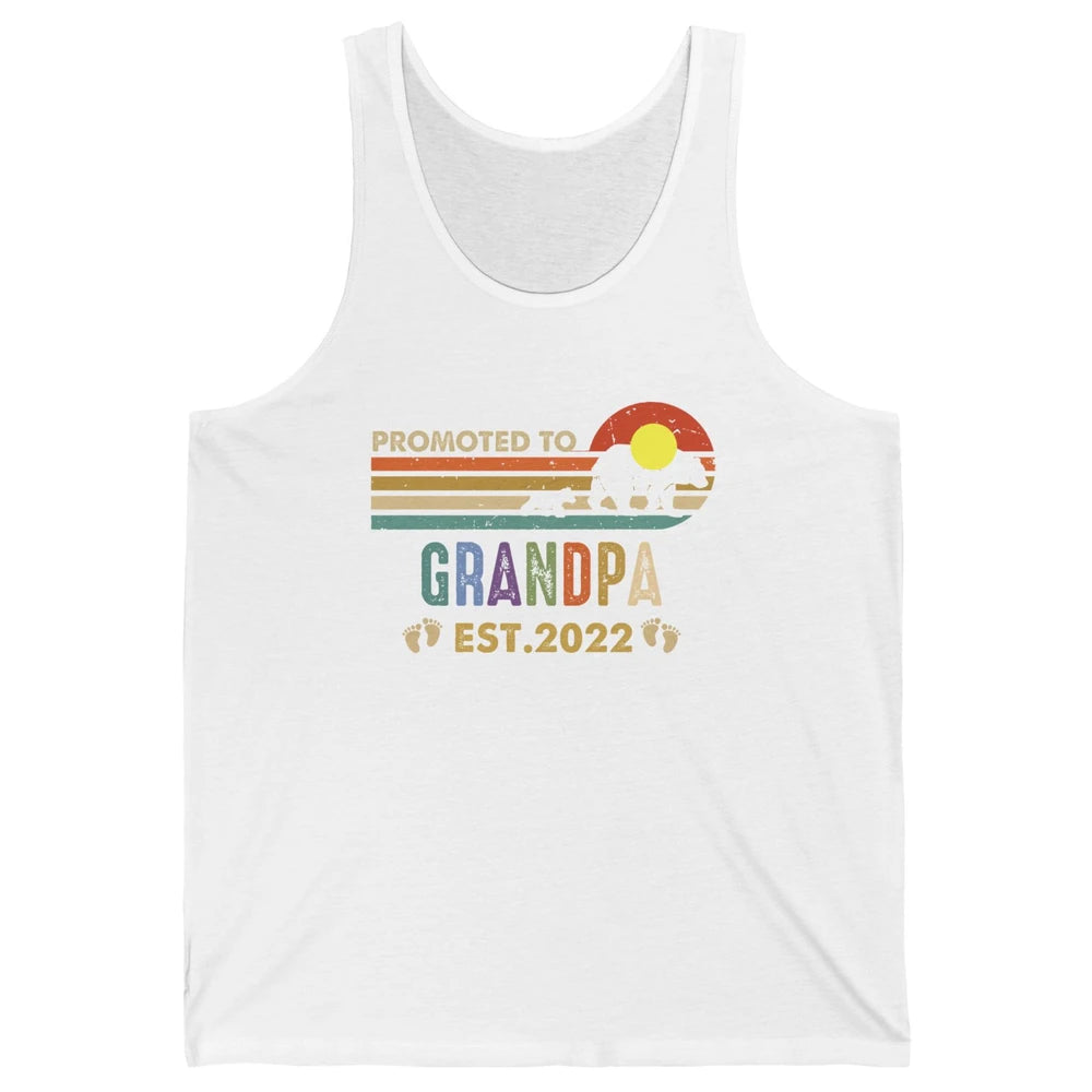 Retro Bear Sunset Promoted To Grandpa Est 2022 Grandpa Gift Unisex Jersey Tank