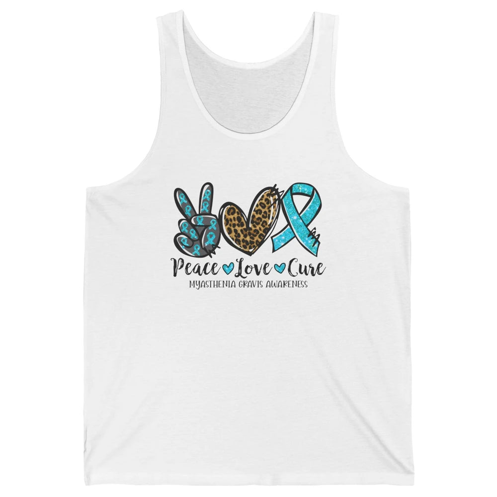 Myasthenia Gravis Awareness Ribbon Peace Love Cure Leopard Unisex Jersey Tank