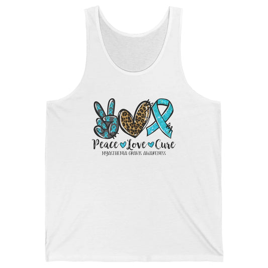 Myasthenia Gravis Awareness Ribbon Peace Love Cure Leopard Unisex Jersey Tank