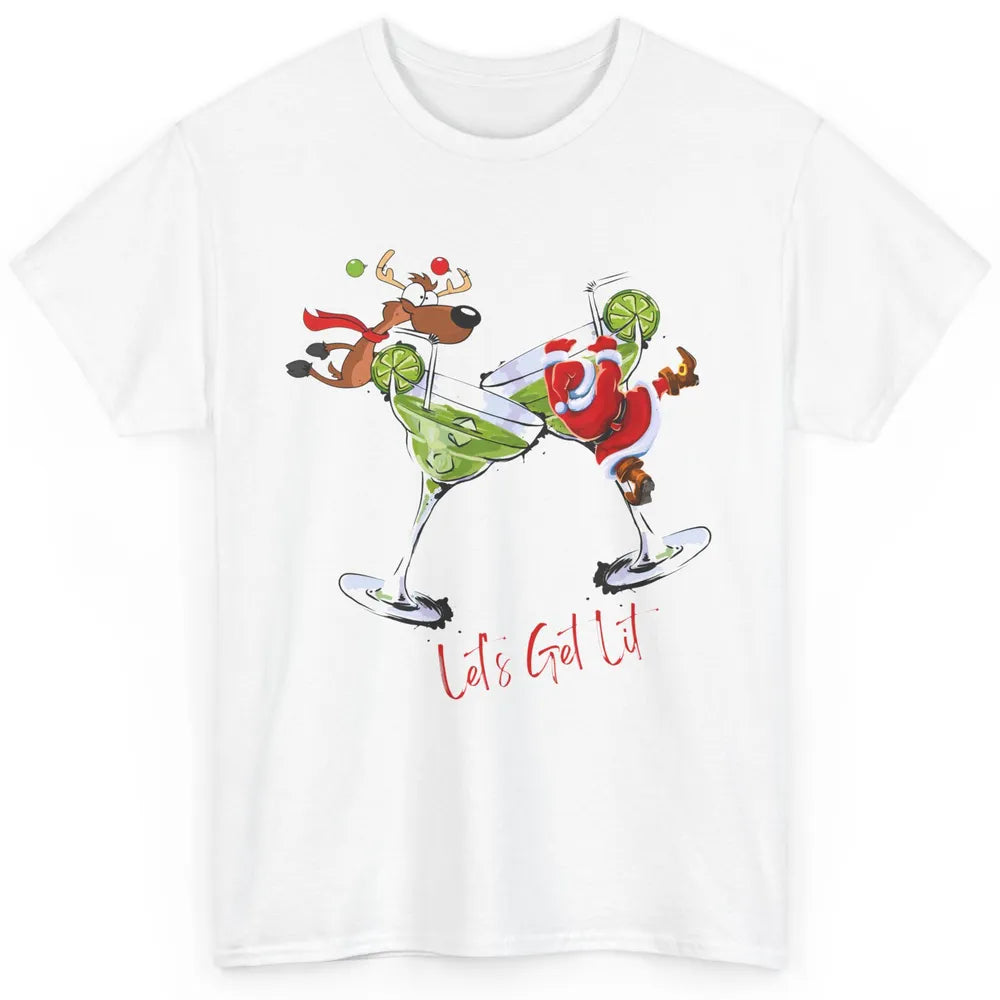 Party Santa & Reindeer Cocktail Glasses Let's Get Lit Xmas Classic Unisex T-Shirt