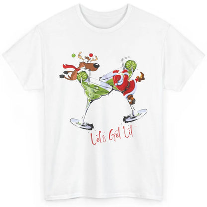Party Santa & Reindeer Cocktail Glasses Let's Get Lit Xmas Classic Unisex T-Shirt