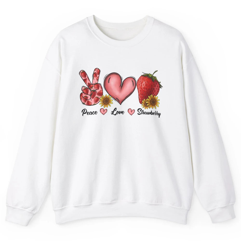 Peace Love Strawberry Strawberries Lover Strawberry Festival Unisex Crewneck Sweatshirt