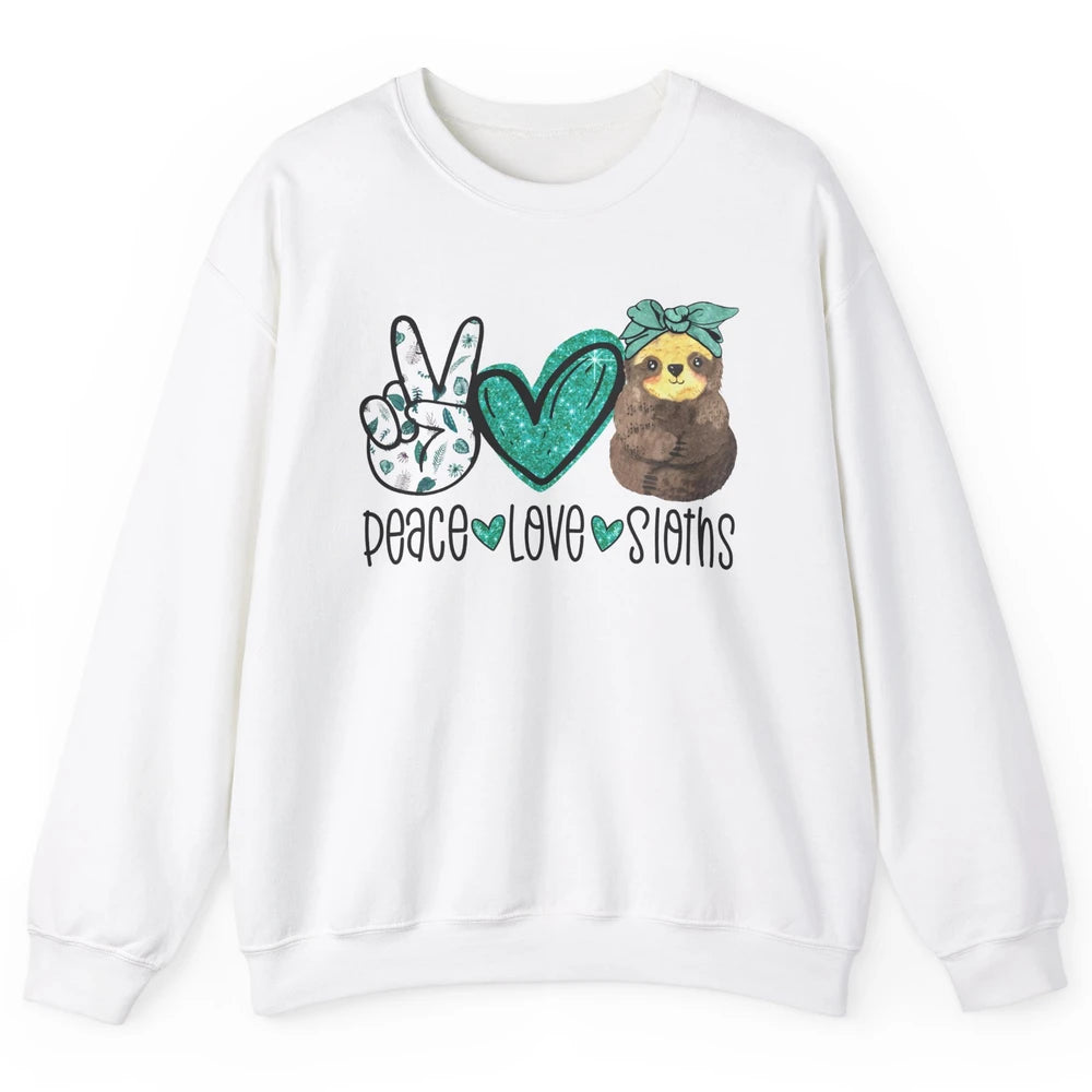 Peace Love Sloths Cute Baby Sloth With Bandana Sloth Lovers Unisex Crewneck Sweatshirt