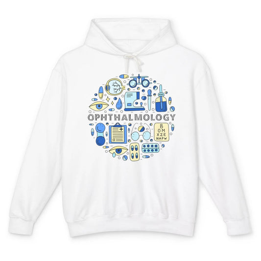 Optometrist Eye Chart Phoropter Symbols Ophthalmology Tech Unisex Lightweight Hoodie