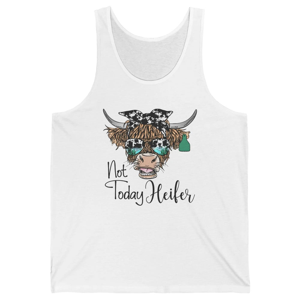 Highland Cow Bandana Cowhide Not Today Heifer Western Animal Unisex Jersey Tank