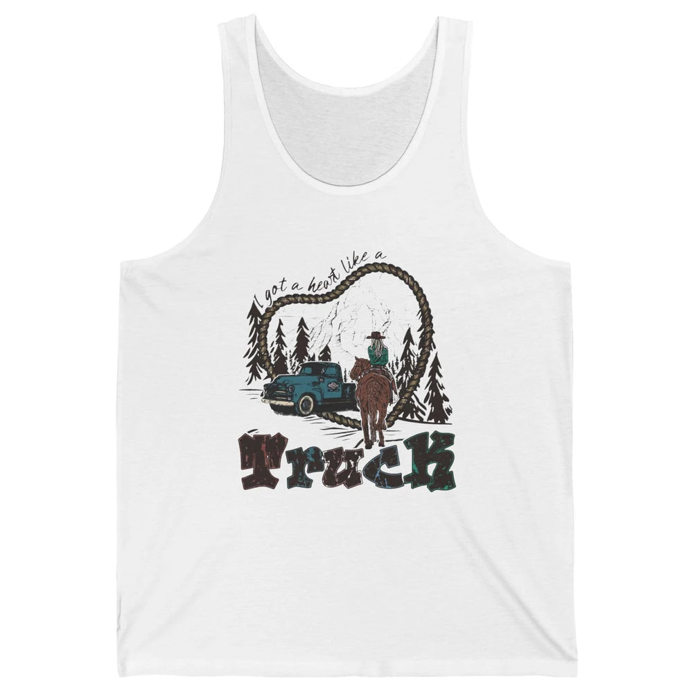 Retro Cowgirl Riding Got A Heart Like Truck Western Country Unisex Jersey Tank