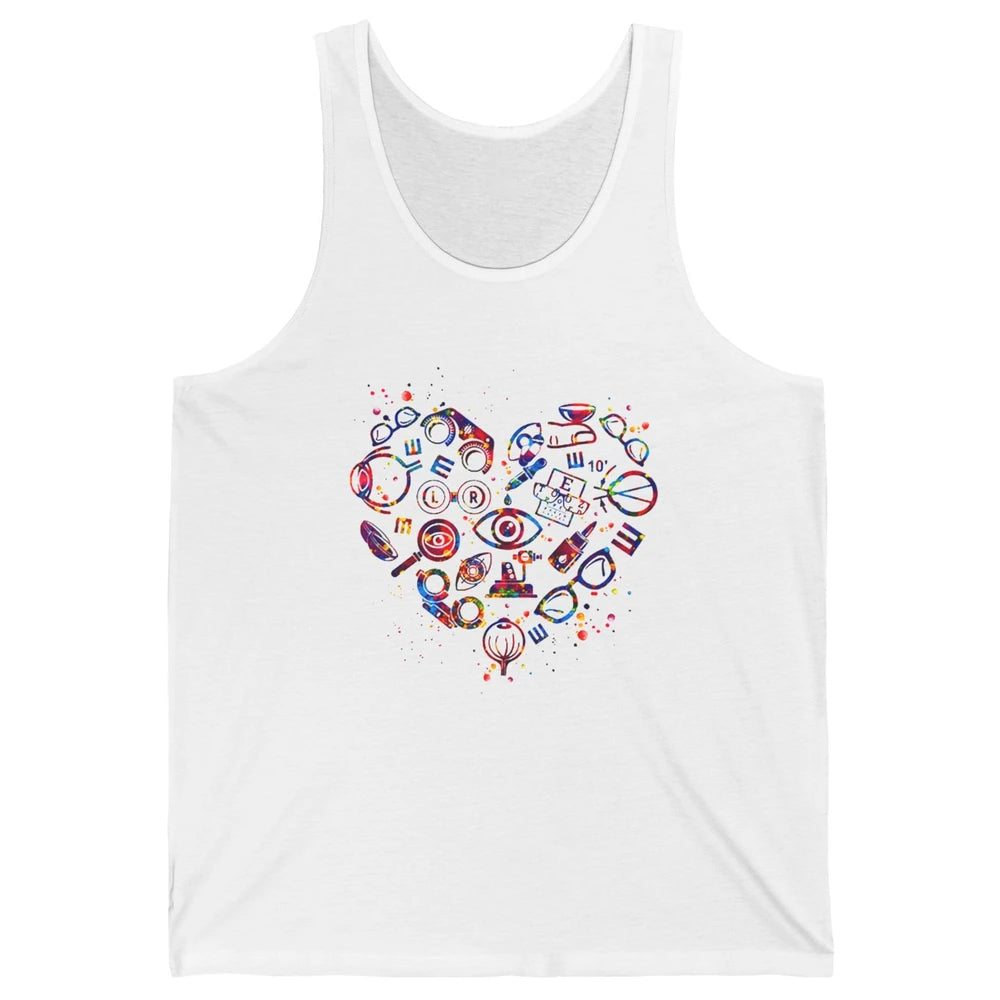 Optometrist Eyeglasses Technician Optometry Eye Doctor Heart Unisex Jersey Tank