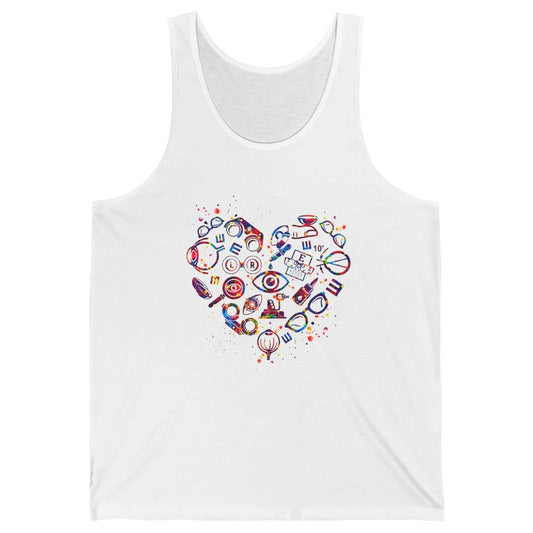 Optometrist Eyeglasses Technician Optometry Eye Doctor Heart Unisex Jersey Tank