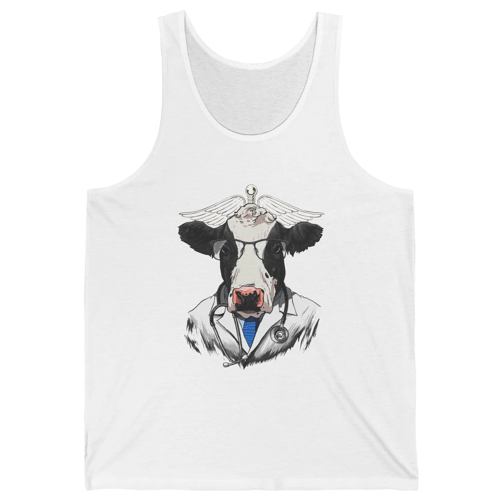 Funny Cow Vet Doctor Physician Surgeon Vet Tech Veterinarian Unisex Jersey Tank