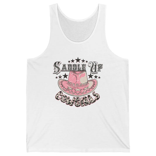 Cowgirl Hat Cow Print Saddle Up Cowgirl Western Country Gift Unisex Jersey Tank
