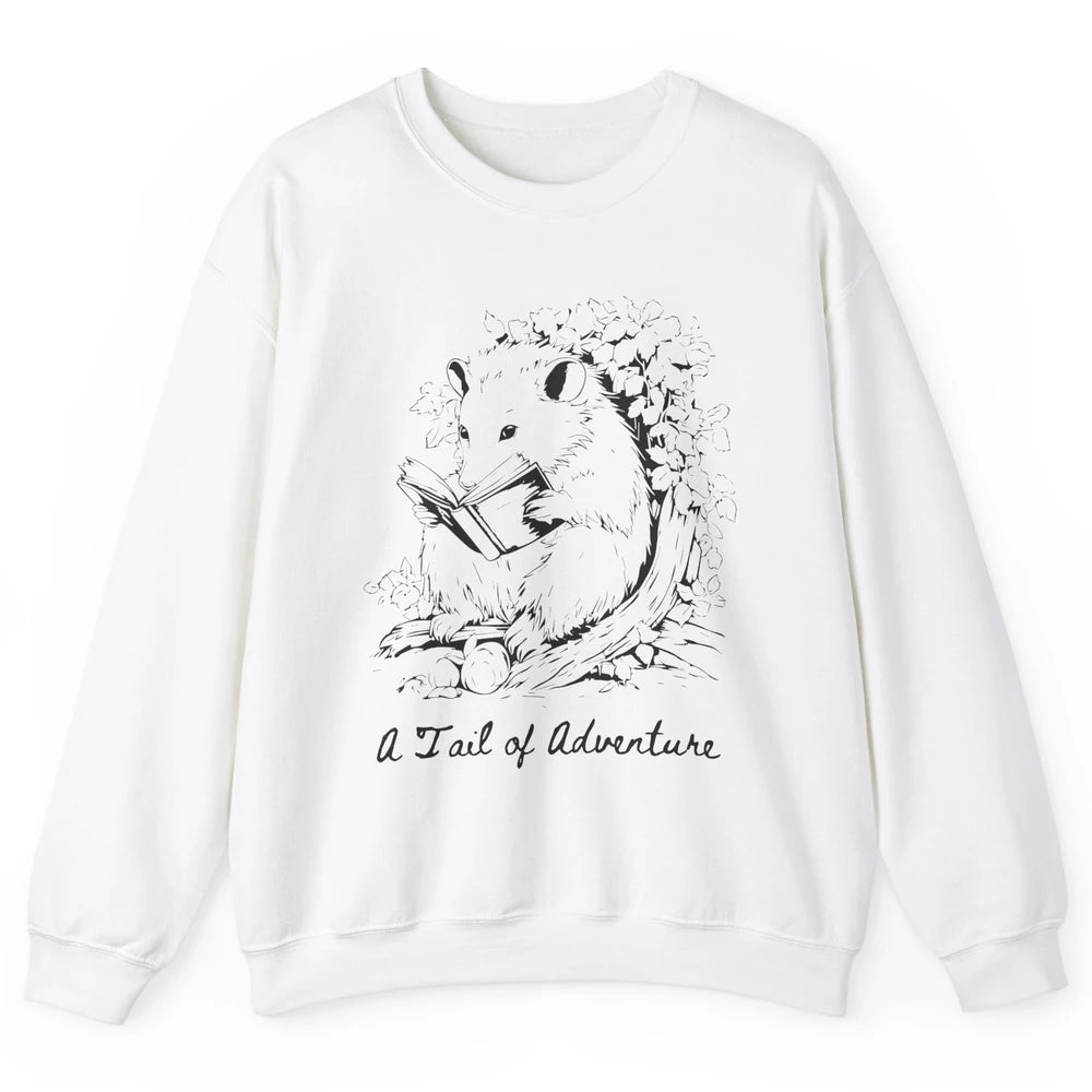 Opossum Reading Books Cute Possum Cat Lovers Team Trash Unisex Crewneck Sweatshirt