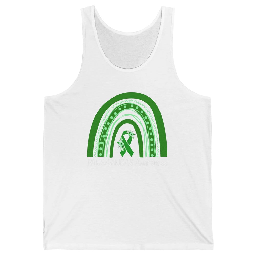 PANS/PANDAS Awareness Floral Green Ribbon Rainbow Pans Unisex Jersey Tank