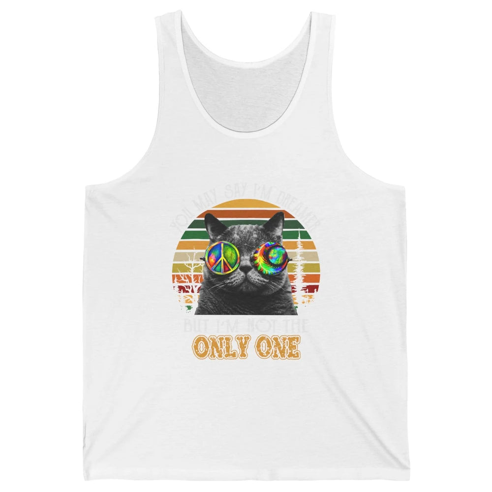 Retro Hippie Cat I'm A Dreamer Peace Lovers Hippie Soul Gift Unisex Jersey Tank