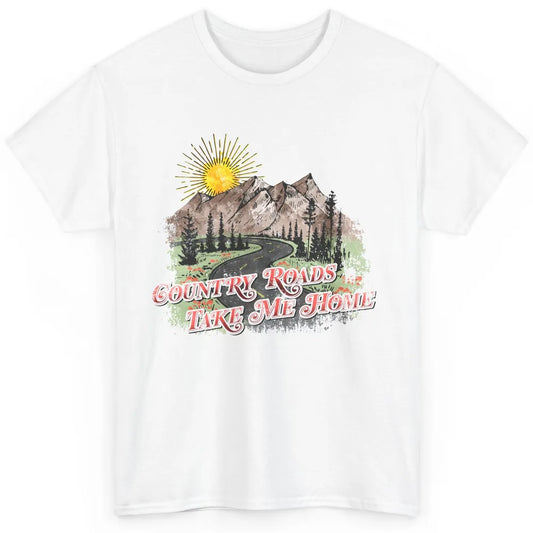 Retro Mountain Sunset Country Roads Take Me Home Western Classic Unisex T-Shirt