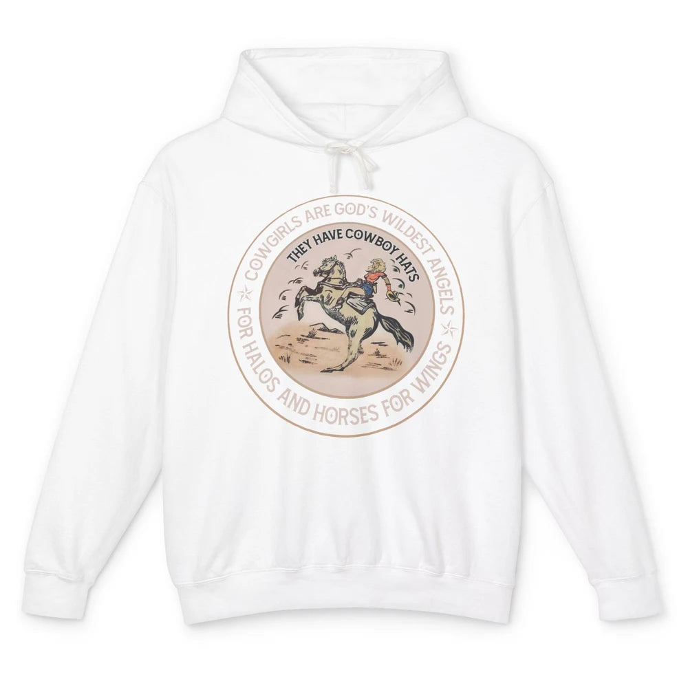 Retro Cowgirls Are God's Wildest Angel Western Country Rodeo Unisex Lightweight Hoodie