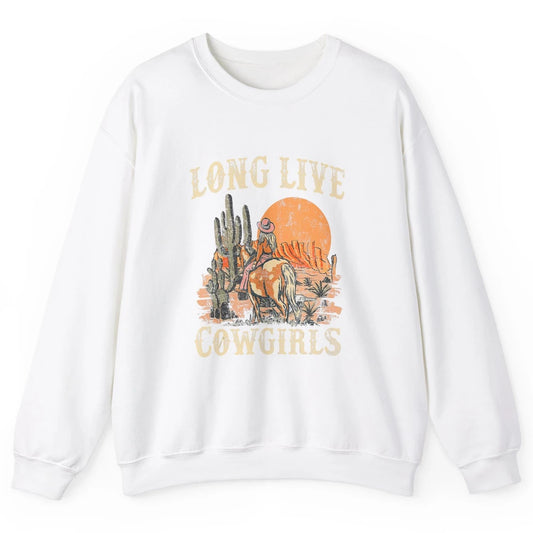 Retro Long Live Howdy Rodeo Western Desert Cowgirl Horseback Unisex Crewneck Sweatshirt