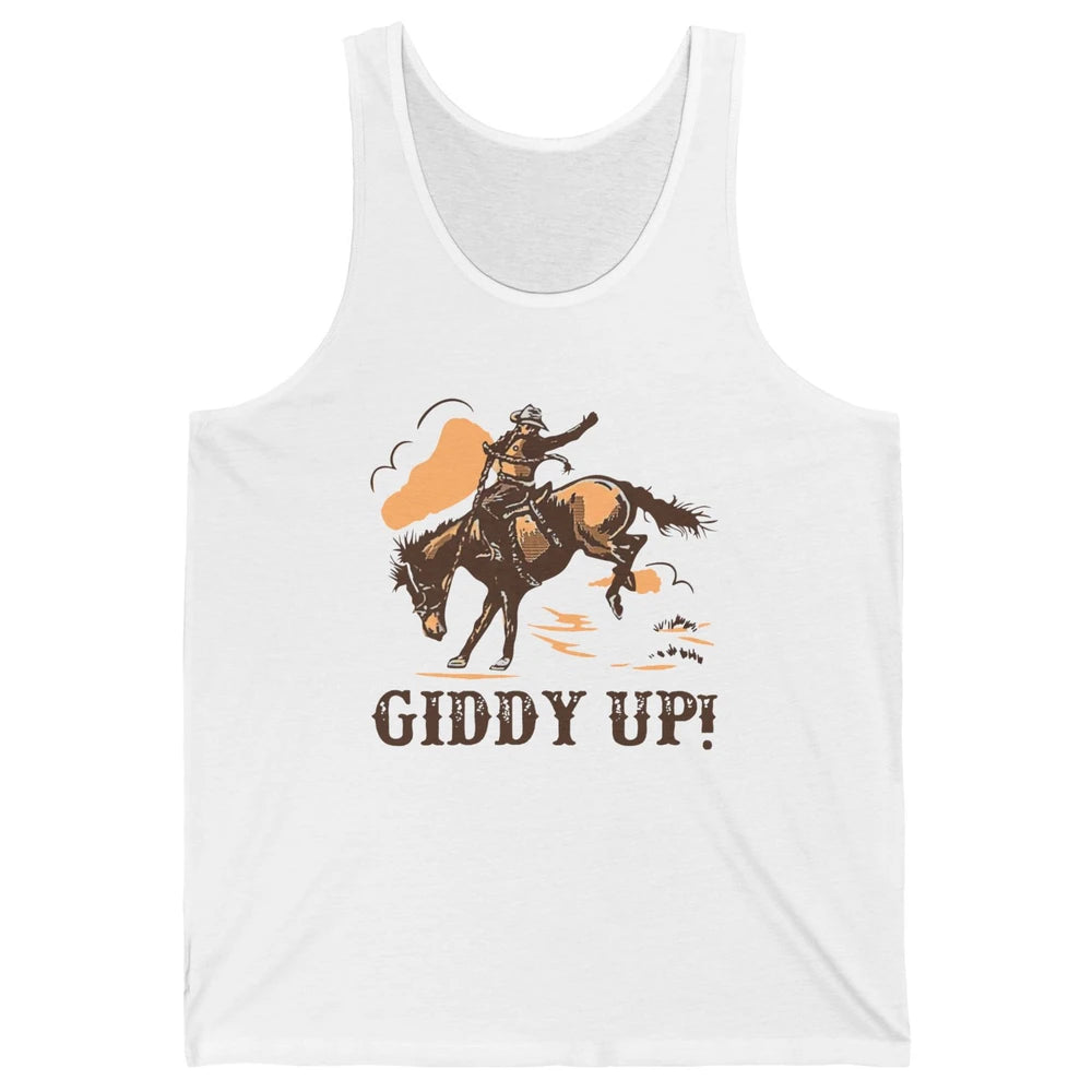 Retro Cowboy Rodeo Giddy Up Hold Your Horses Western Country Unisex Jersey Tank