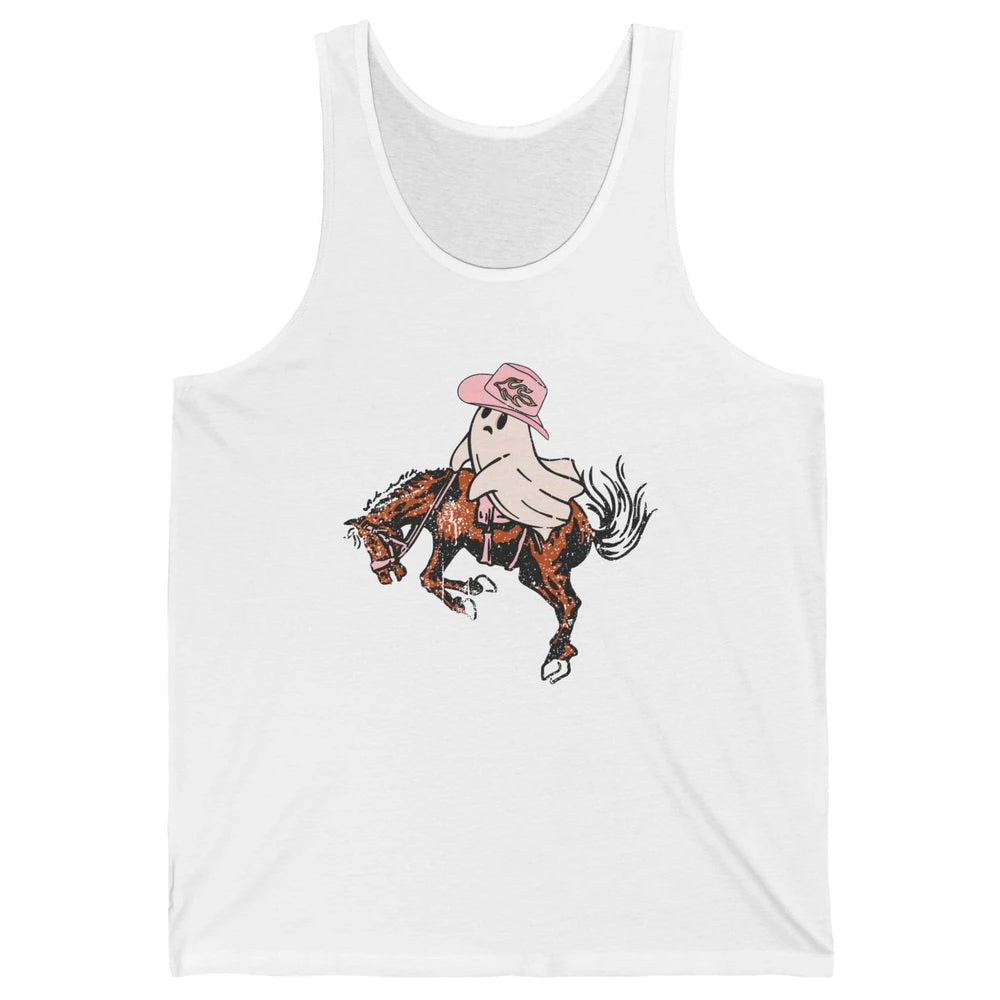 Funny Halloween Retro Cowboy Ghost Western Spooky Season Unisex Jersey Tank