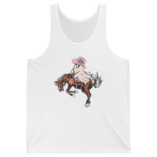 Funny Halloween Retro Cowboy Ghost Western Spooky Season Unisex Jersey Tank