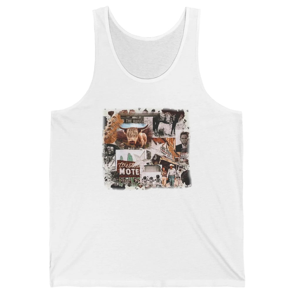 Retro Cowgirl And Cowboy Highland Cow Western Country Symbol Unisex Jersey Tank