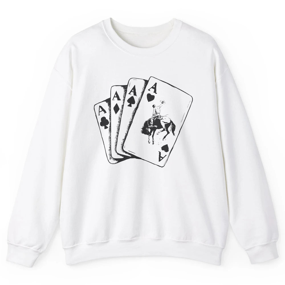Punchy Cowboy Hold Your Horses Cards Western Country Rodeo Unisex Crewneck Sweatshirt
