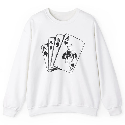 Punchy Cowboy Hold Your Horses Cards Western Country Rodeo Unisex Crewneck Sweatshirt