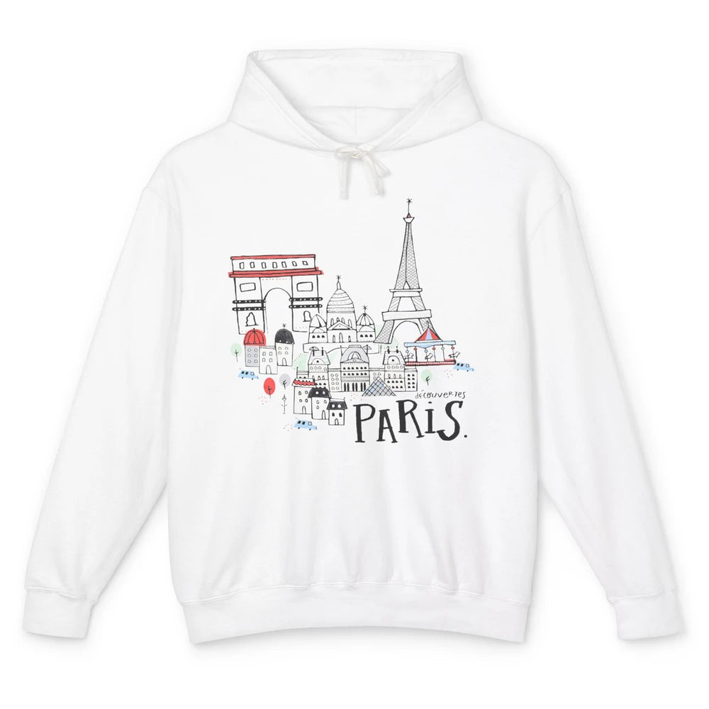 Paris Eiffel Tower Travel France Gift Paris Skyline Unisex Lightweight Hoodie