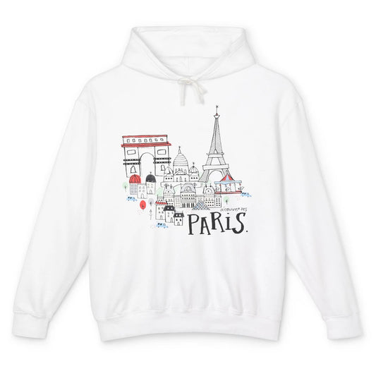 Paris Eiffel Tower Travel France Gift Paris Skyline Unisex Lightweight Hoodie