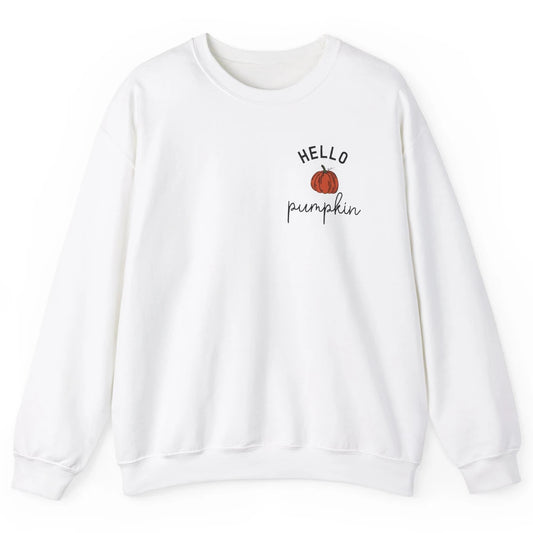 Pumpkin Halloween Hello Pumpkin Fall Thanksgiving Pocket Unisex Crewneck Sweatshirt