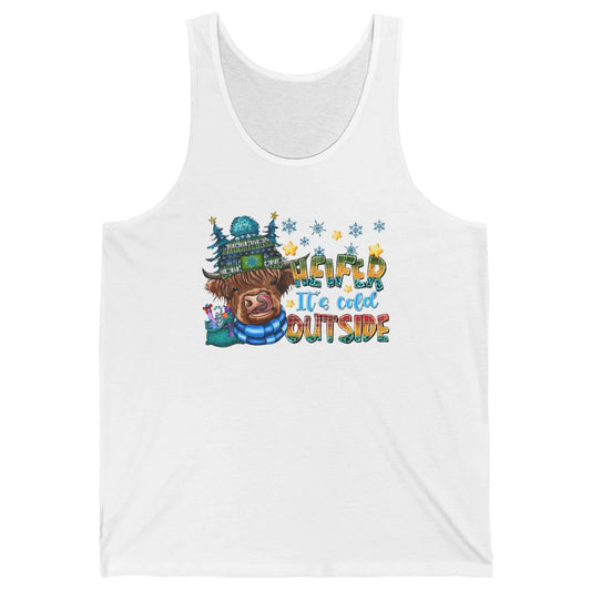Retro Christmas Highland Cow Heifer It's Cold Outside Winter Unisex Jersey Tank