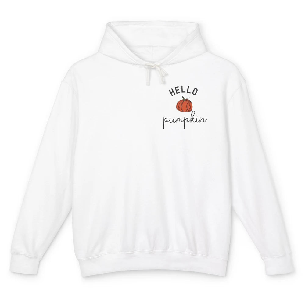 Pumpkin Halloween Hello Pumpkin Fall Thanksgiving Pocket Unisex Lightweight Hoodie