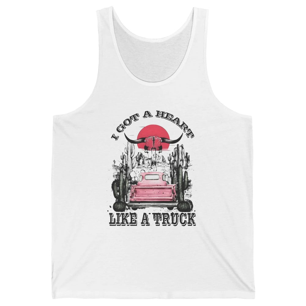 Retro Boho Bull Skull Got Heart Like A Truck Western Country Unisex Jersey Tank