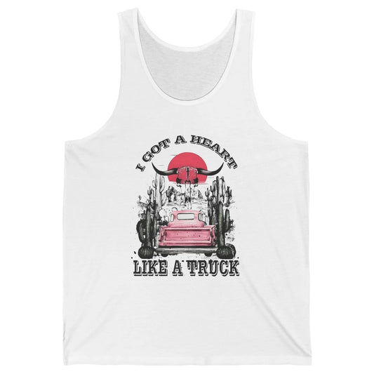 Retro Boho Bull Skull Got Heart Like A Truck Western Country Unisex Jersey Tank