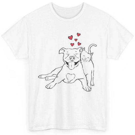 Pittie And Kitty Cute Pitbull Cats And Dogs Lovers Gift Classic Unisex T-Shirt