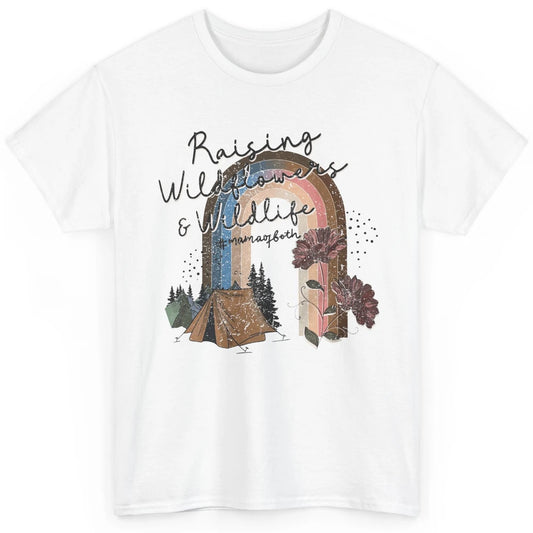 Raising Wildflowers & Wildlife Mama Of Both Retro Boho Mama Classic Unisex T-Shirt