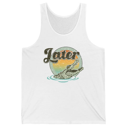 Retro Crocodile Later Take Sunset Nature Lazy Crocodile Gift Unisex Jersey Tank