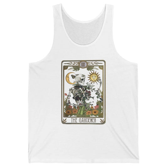 Floral Skeleton Gardening Tarot The Gardener Plant Lovers Unisex Jersey Tank