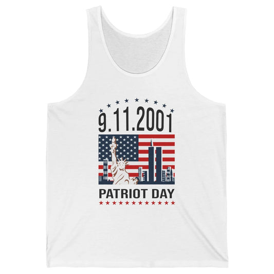 Never Forget 9-11-2001 American Flag Patriotic Memorial Day Unisex Jersey Tank