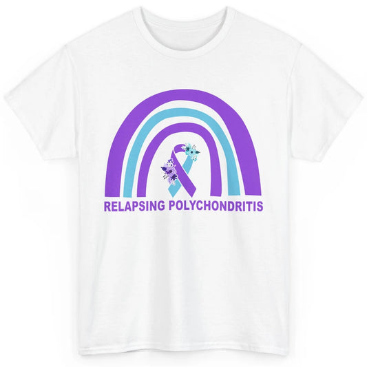 Relapsing Polychondritis Awareness Floral Blue Purple Ribbon Classic Unisex T-Shirt