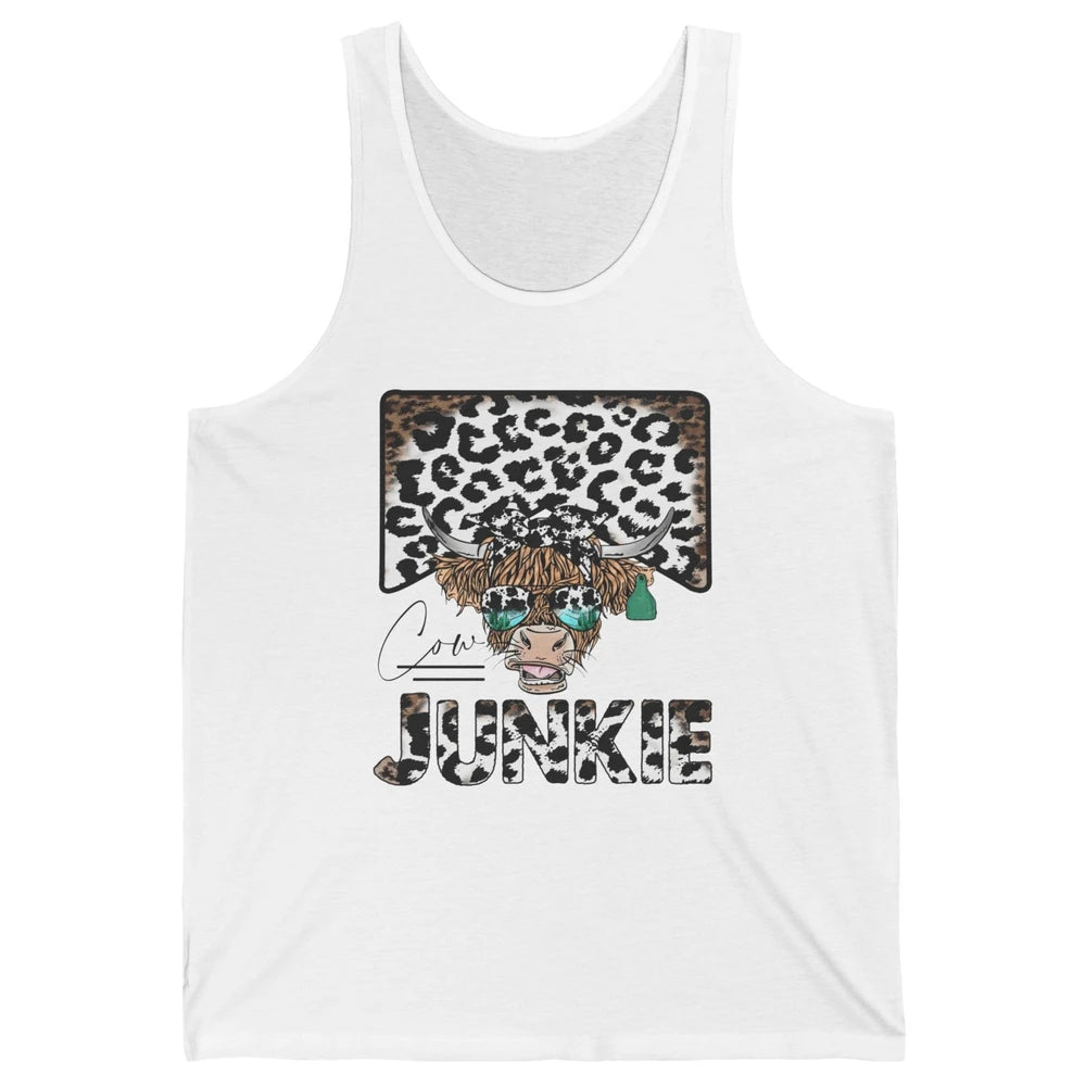 Leopard Highland Cow Bandana Cow Junkie Western Country Unisex Jersey Tank