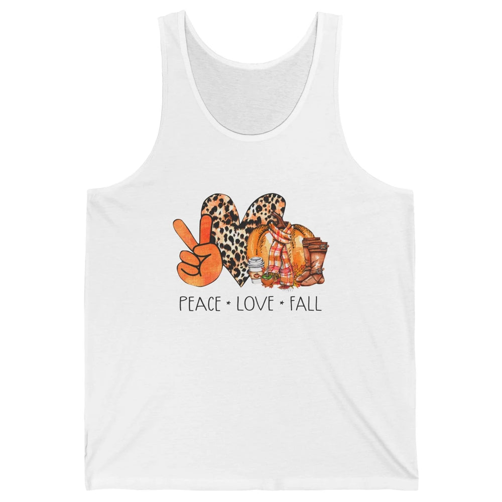 Peace Love Fall Pumpkin Spice Fall Halloween Thanksgiving Unisex Jersey Tank