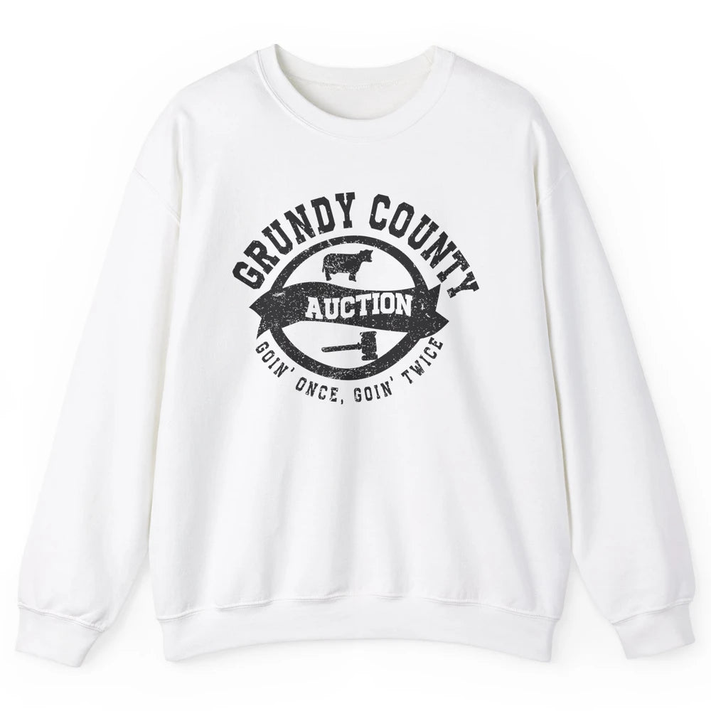 Retro Bull Skull Grundy County Auction Western Country Farm Unisex Crewneck Sweatshirt