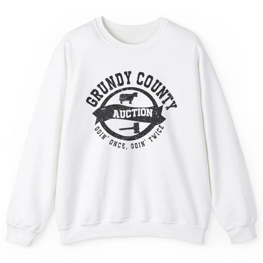 Retro Bull Skull Grundy County Auction Western Country Farm Unisex Crewneck Sweatshirt