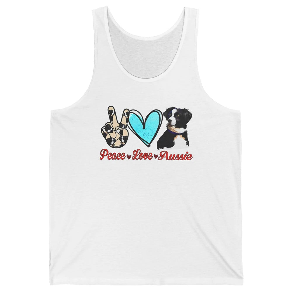 Peace Love Aussie Dog Lovers Australian Shepherd Dad Mom Unisex Jersey Tank