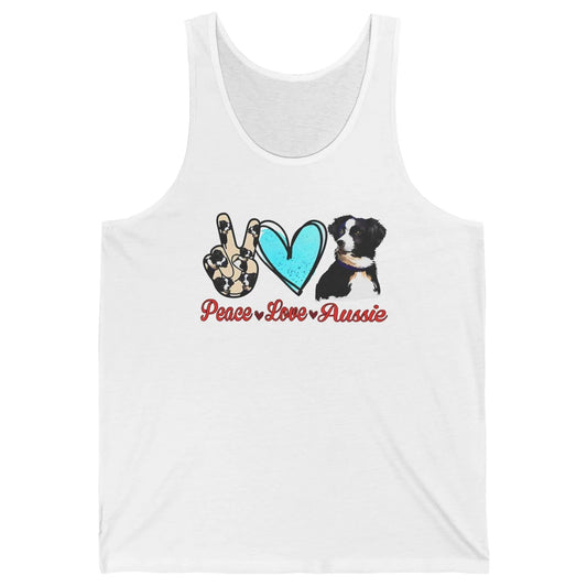 Peace Love Aussie Dog Lovers Australian Shepherd Dad Mom Unisex Jersey Tank