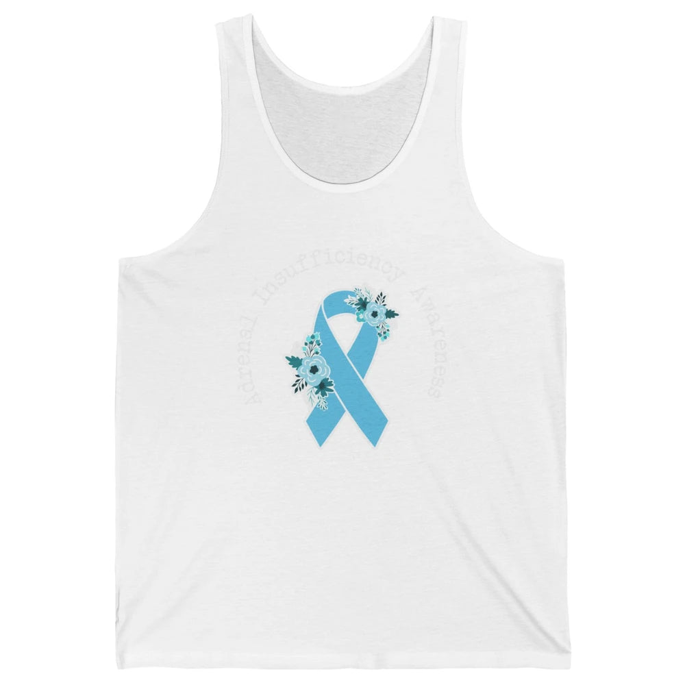 Adrenal Insufficiency Awareness Floral Light Blue Ribbon Unisex Jersey Tank
