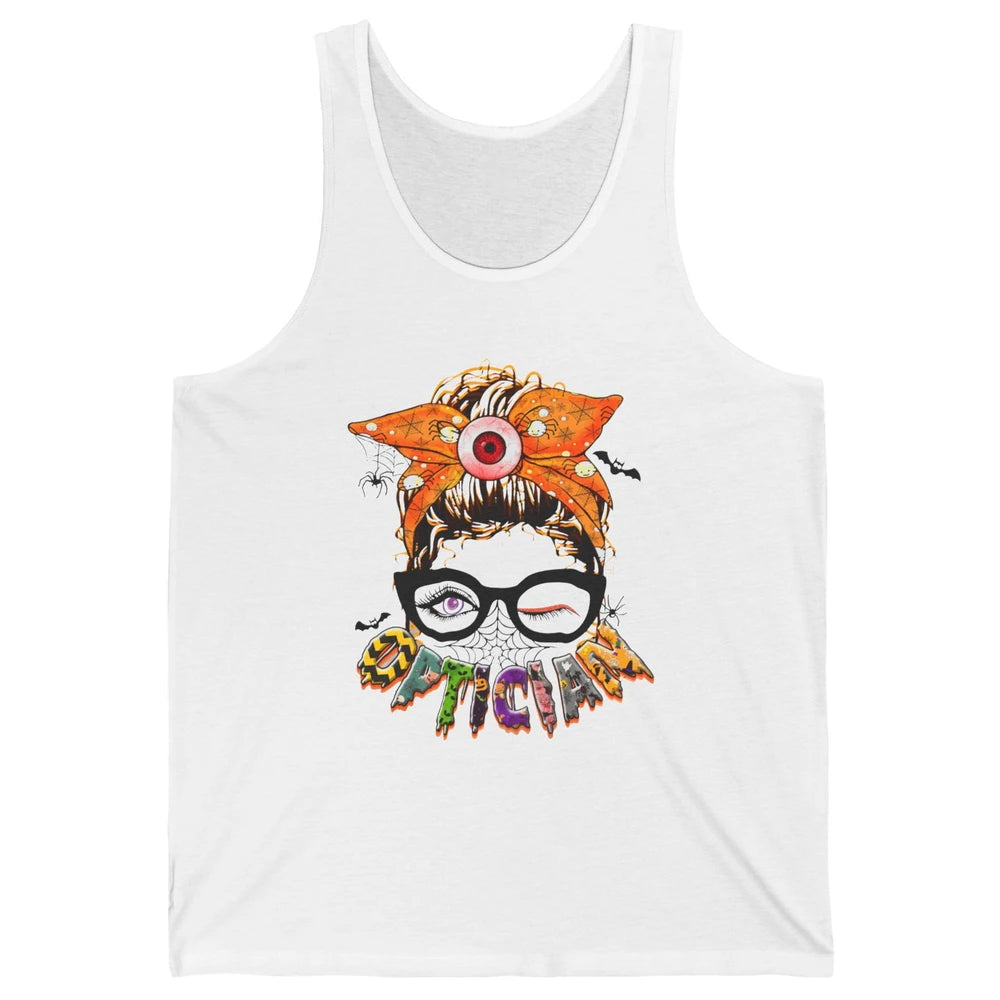 Optician Halloween Women Messy Bun Optometrist Ophthalmic Unisex Jersey Tank